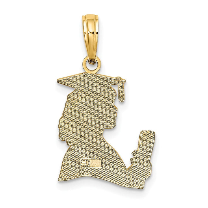 10K Yellow Gold Solid Polished Medium Female Graduation Profile Charm