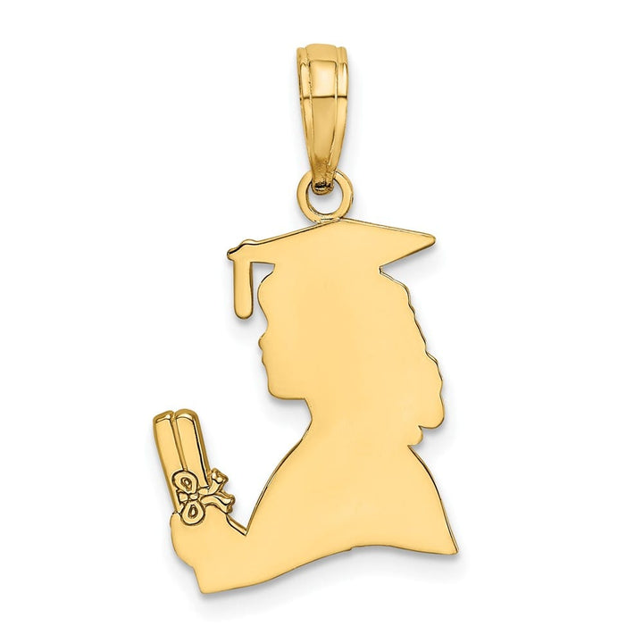 10K Yellow Gold Solid Polished Medium Female Graduation Profile Charm
