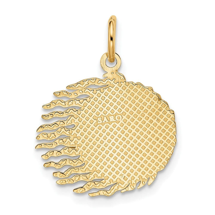 10K Yellow Gold Solid Polished Medium Flaming Sun Charm