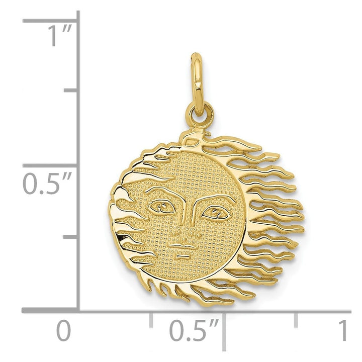 10K Yellow Gold Solid Polished Medium Flaming Sun Charm