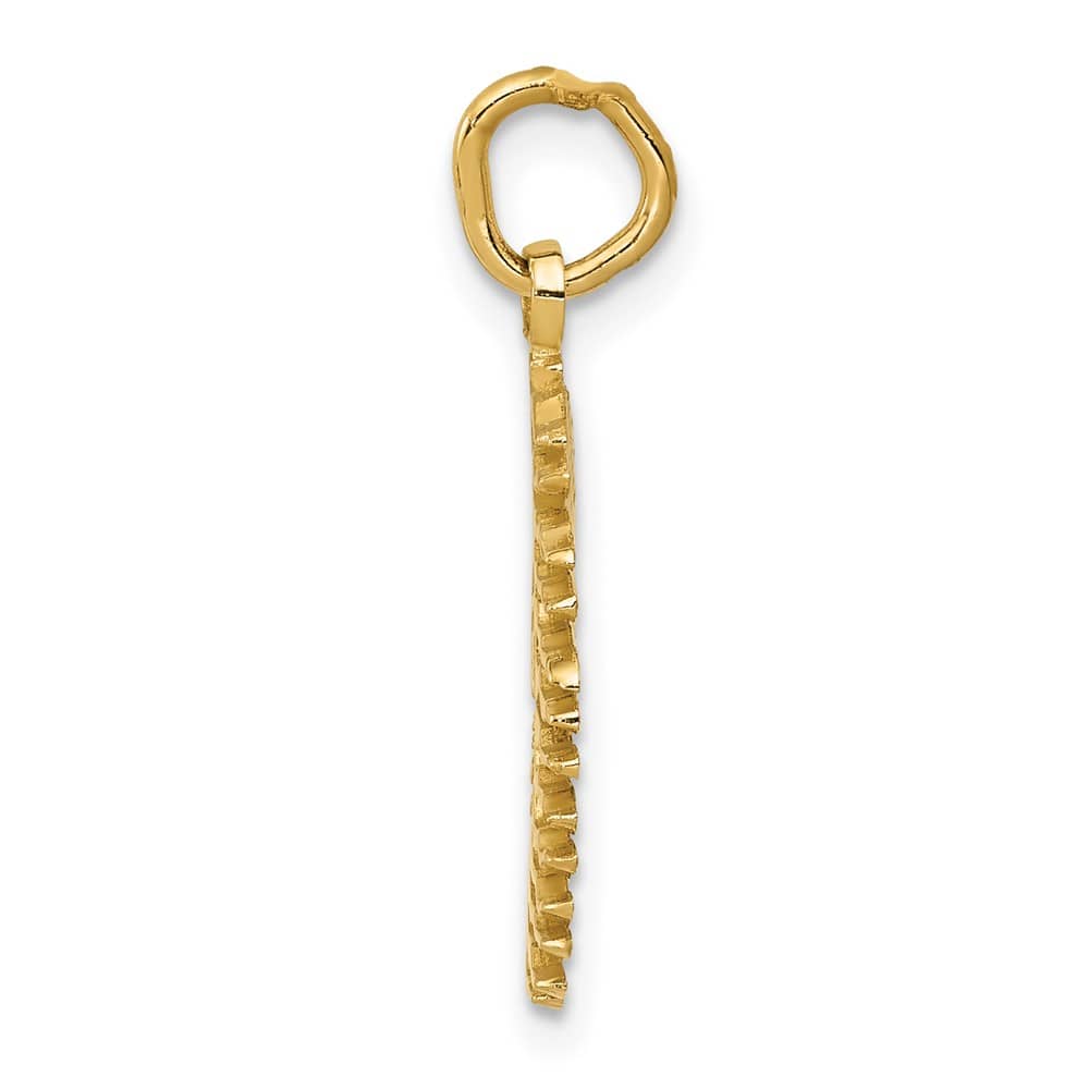 10K Yellow Gold Solid Polished Medium Flaming Sun Charm