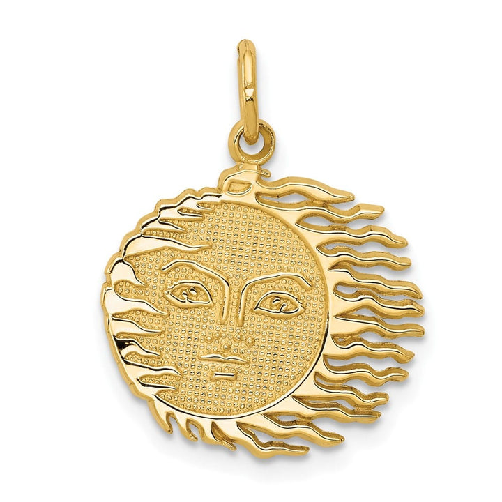 10K Yellow Gold Solid Polished Medium Flaming Sun Charm