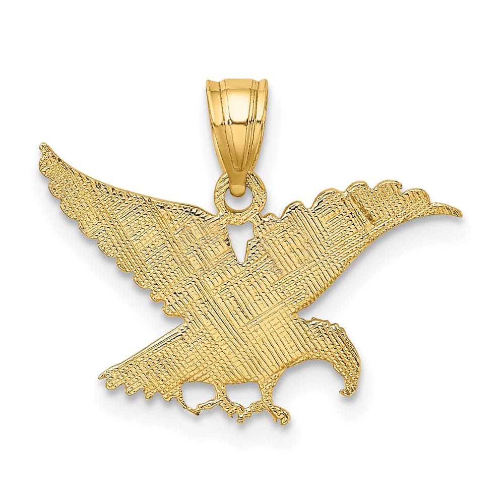10K Yellow Gold Solid Polished Medium Flat Engraved Eagle Charm