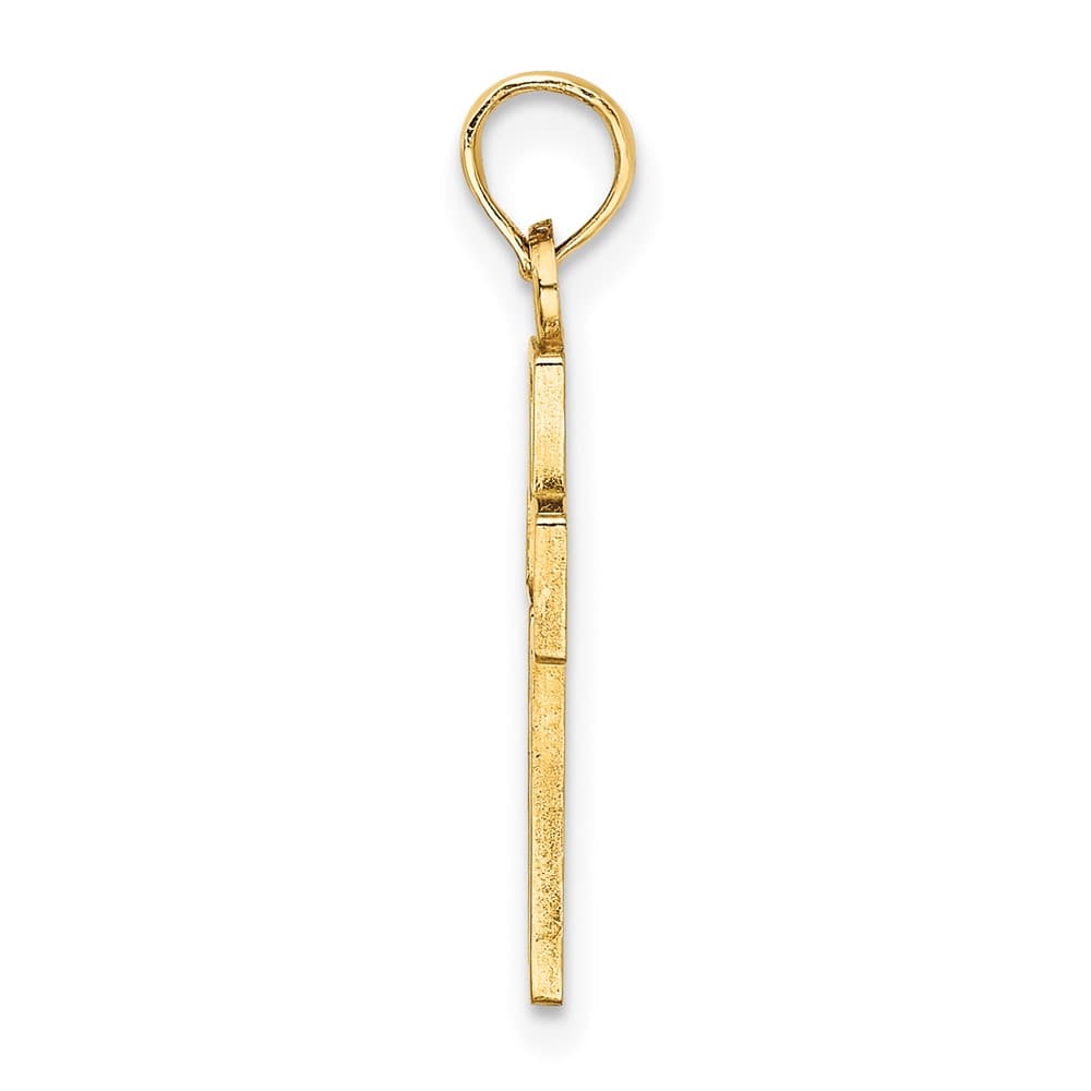 10K Yellow Gold Solid Polished Medium Flower Latin Cross Charm