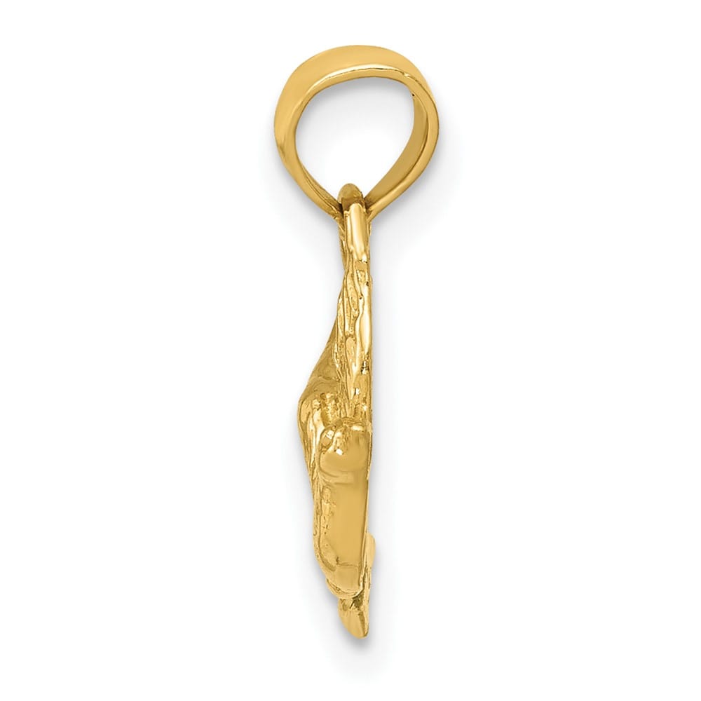 10K Yellow Gold Solid Polished Medium Flying Dove Pendant