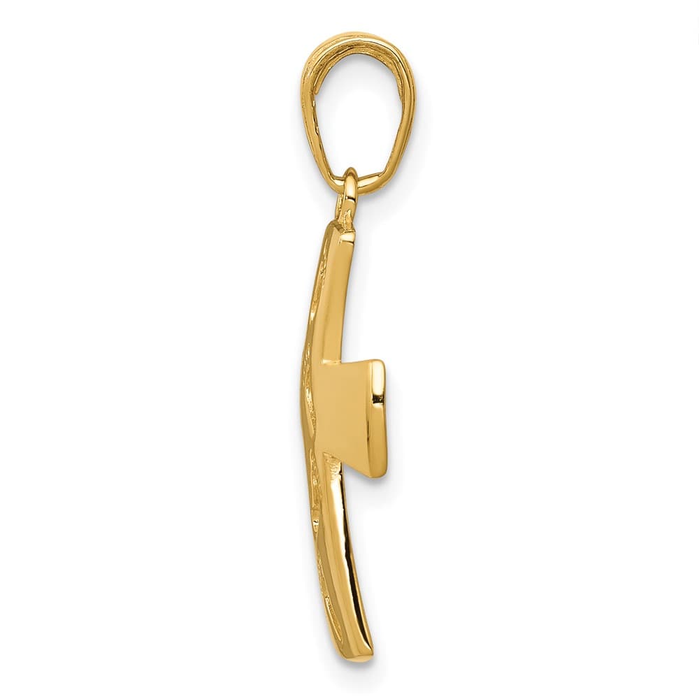 10K Yellow Gold Solid Polished Medium Footprints Cross Pendant