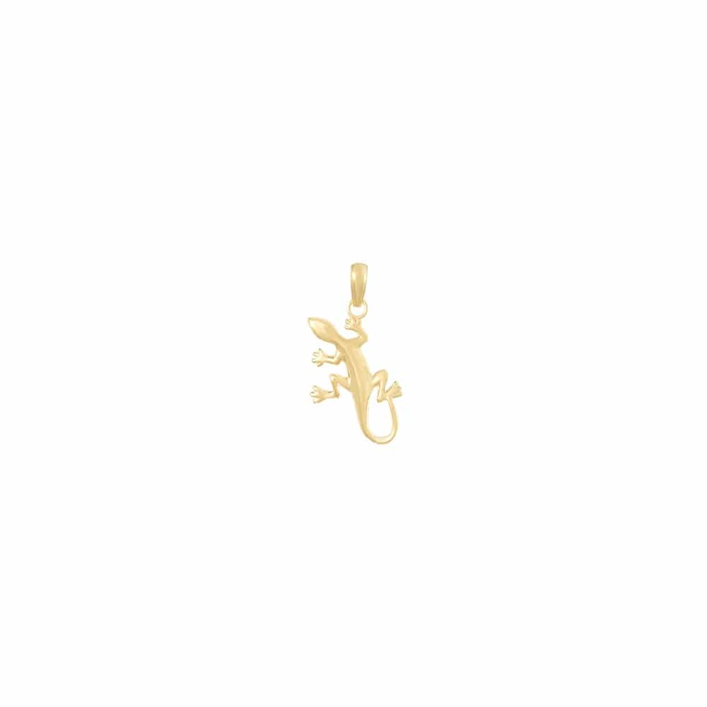 10K Yellow Gold Solid Polished Medium Gecko Pendant