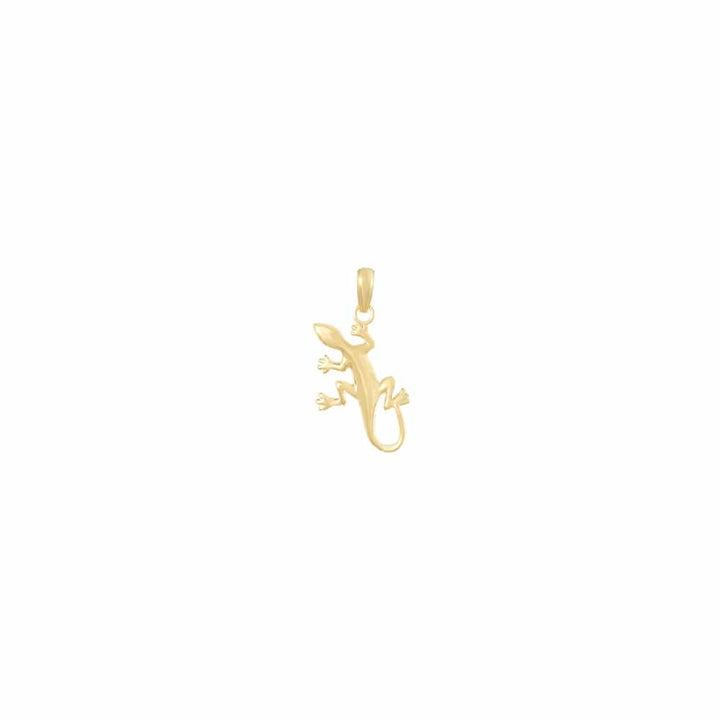 10K Yellow Gold Solid Polished Medium Gecko Pendant
