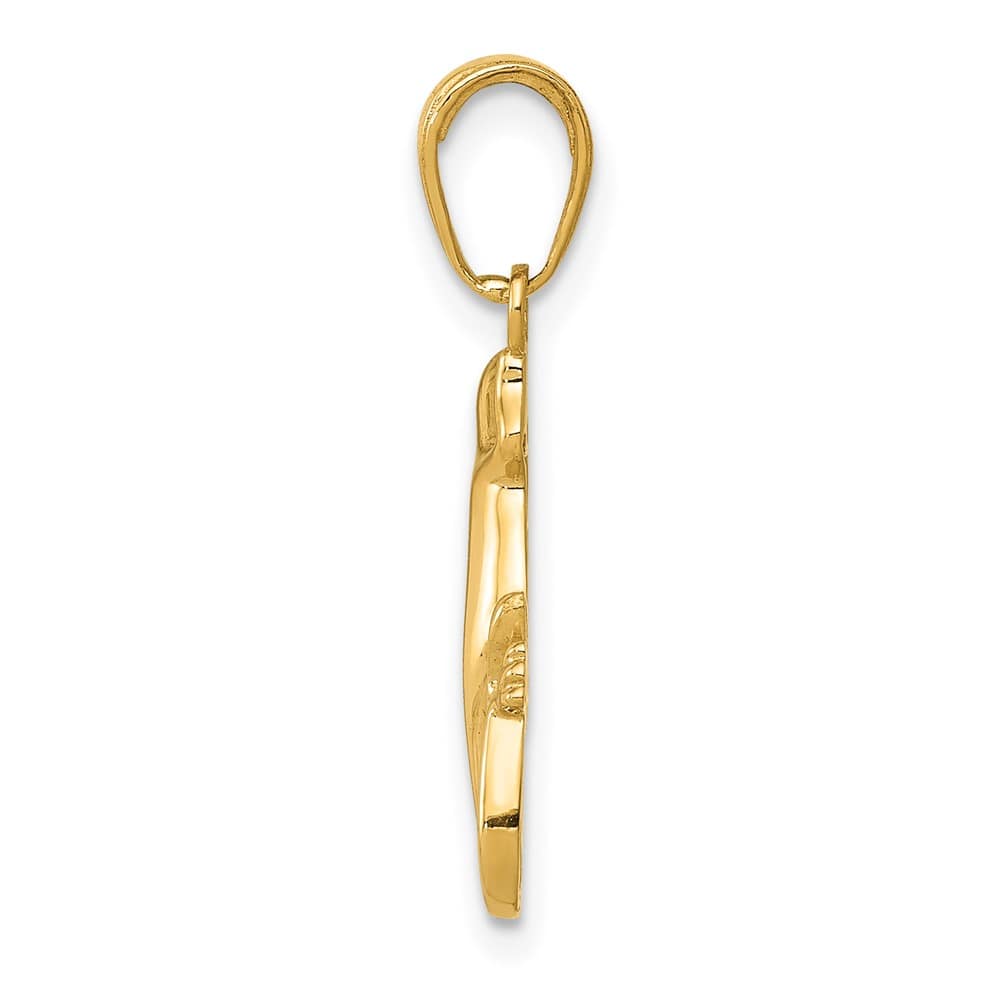 10K Yellow Gold Solid Polished Medium Gecko Pendant