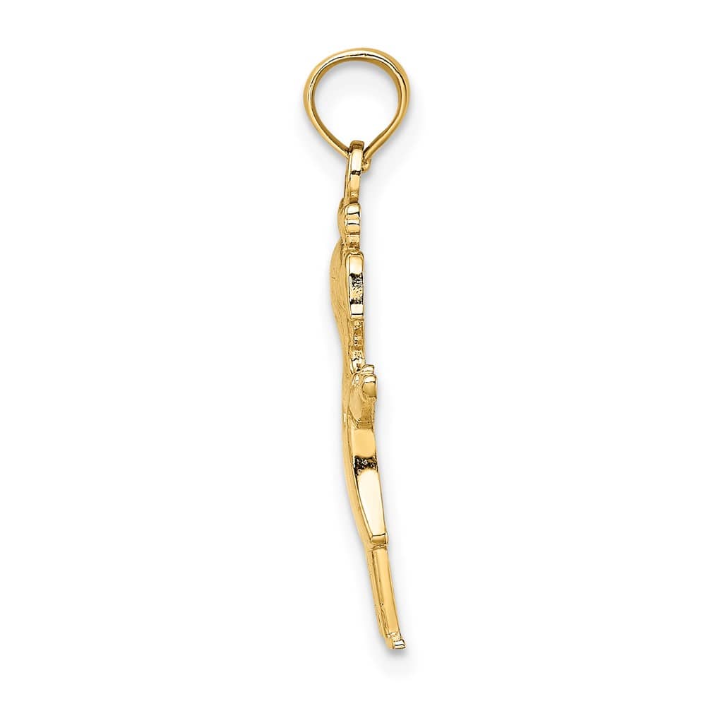 10K Yellow Gold Solid Polished Medium Girl with Pig-Tails Charm