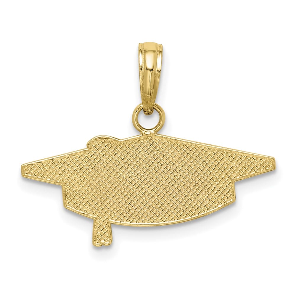 10K Yellow Gold Solid Polished Medium Graduation Cap Charm