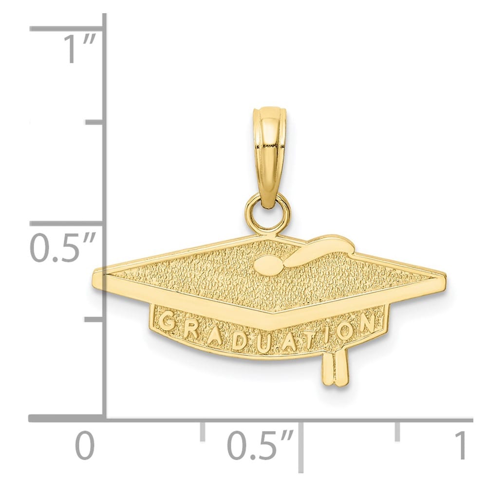 10K Yellow Gold Solid Polished Medium Graduation Cap Charm
