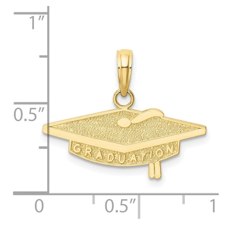10K Yellow Gold Solid Polished Medium Graduation Cap Charm