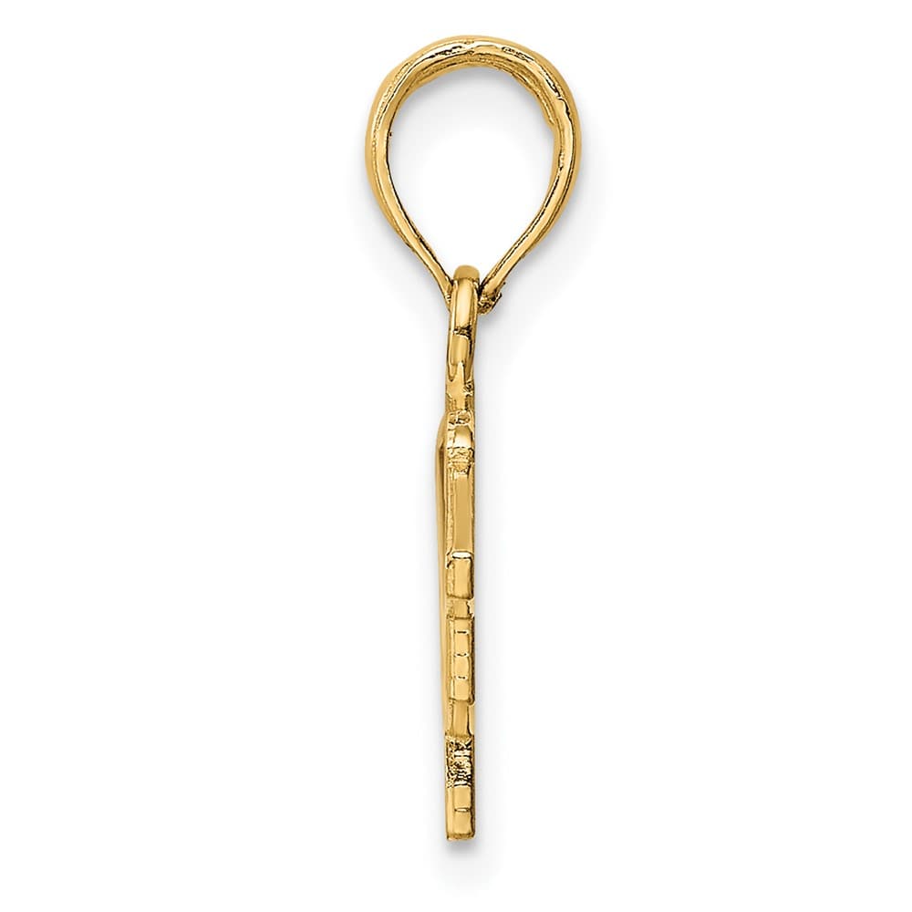 10K Yellow Gold Solid Polished Medium Graduation Cap Charm