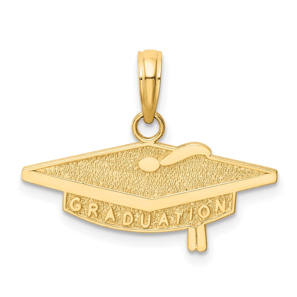 10K Yellow Gold Solid Polished Medium Graduation Cap Charm
