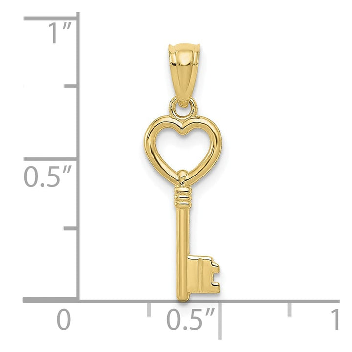 10K Yellow Gold Solid Polished Medium Heart Key Charm