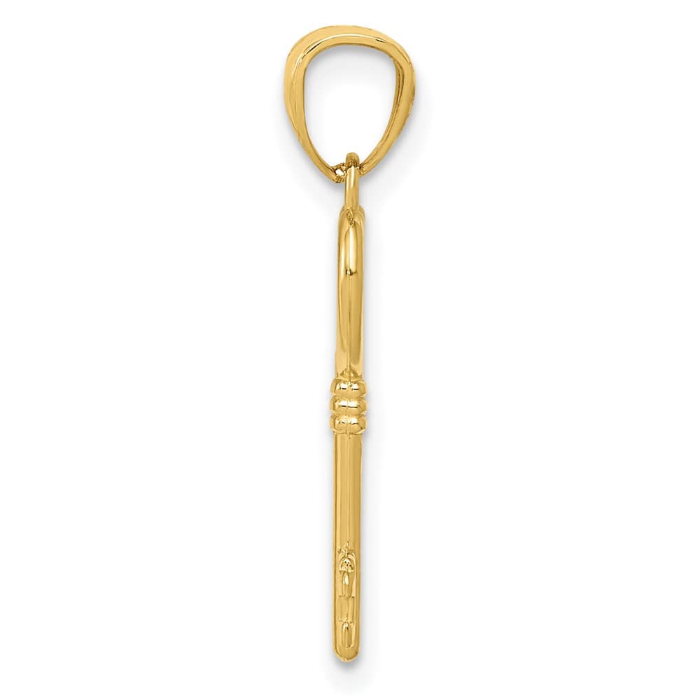10K Yellow Gold Solid Polished Medium Heart Key Charm
