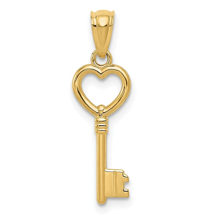 10K Yellow Gold Solid Polished Medium Heart Key Charm
