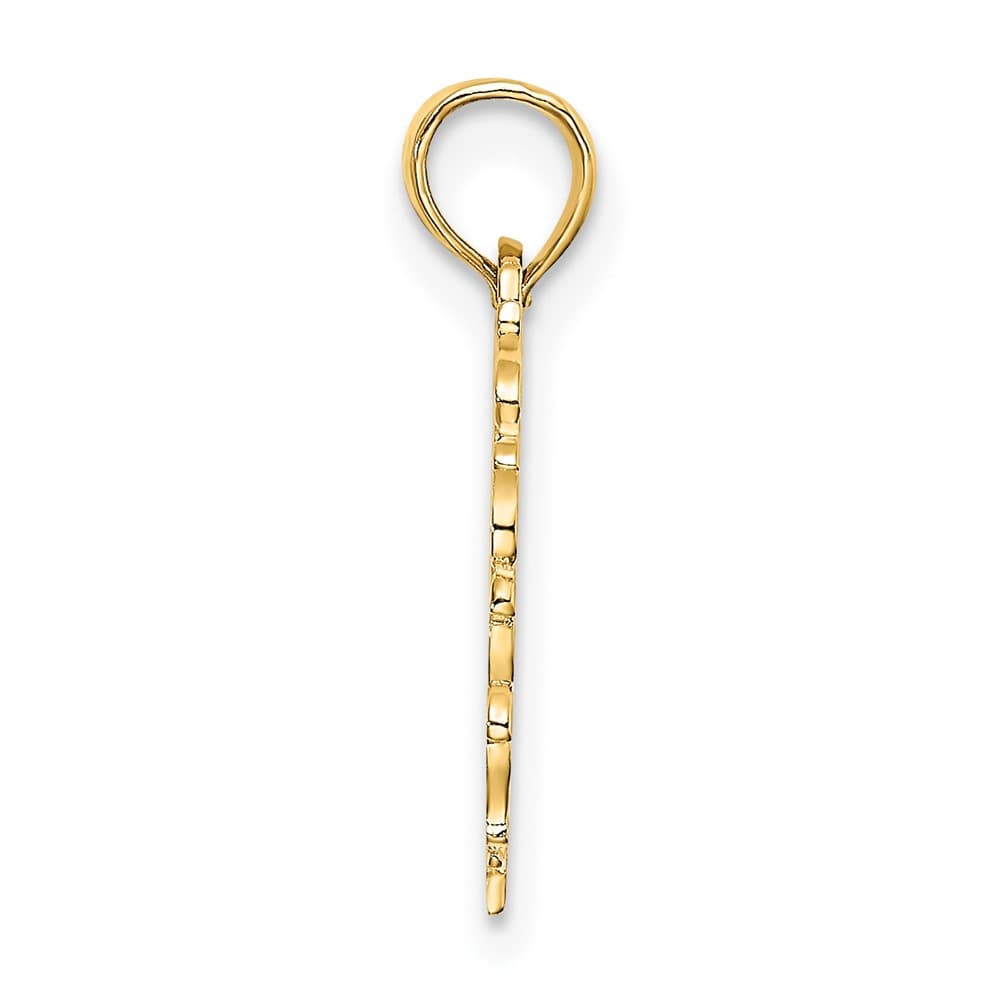 10K Yellow Gold Solid Polished Medium Heart with Lacey Trim Charm