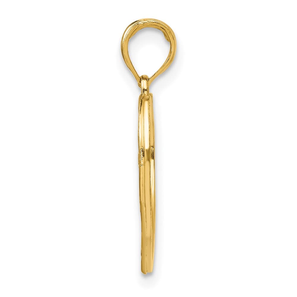 10K Yellow Gold Solid Polished Medium Hope in Heart with Flowers Charm