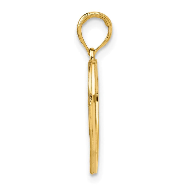 10K Yellow Gold Solid Polished Medium Hope in Heart with Flowers Charm