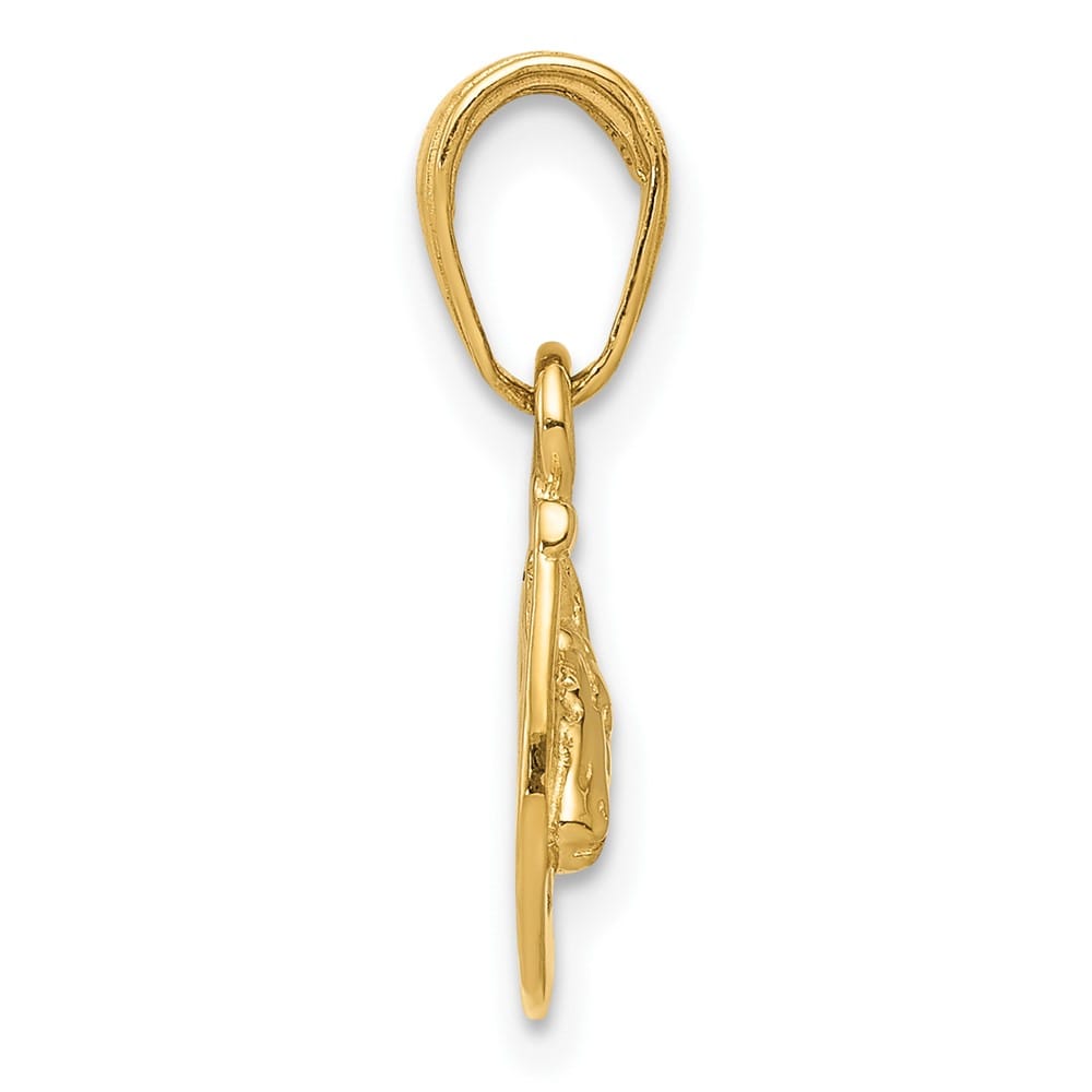 10K Yellow Gold Solid Polished Medium Horse Head in Horseshoe Pendant