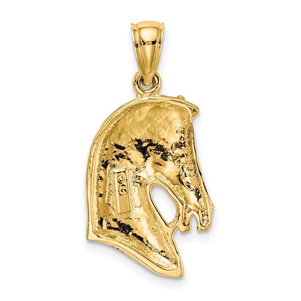 10K Yellow Gold Solid Polished Medium Horse Head with Short Mane Charm