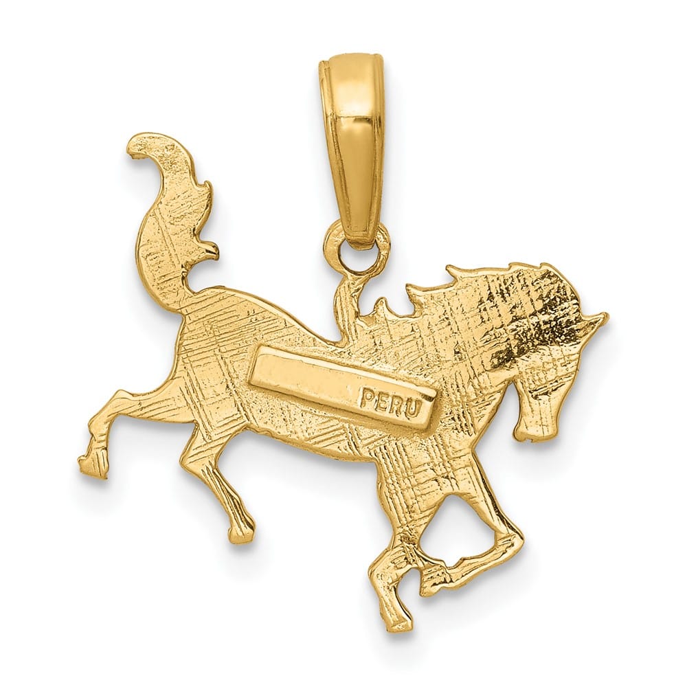10K Yellow Gold Solid Polished Medium Horse Pendant