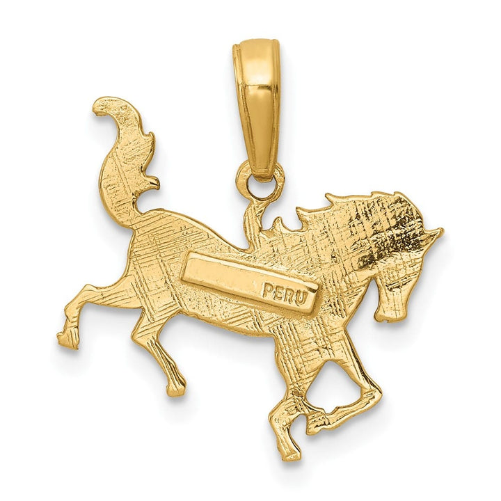 10K Yellow Gold Solid Polished Medium Horse Pendant