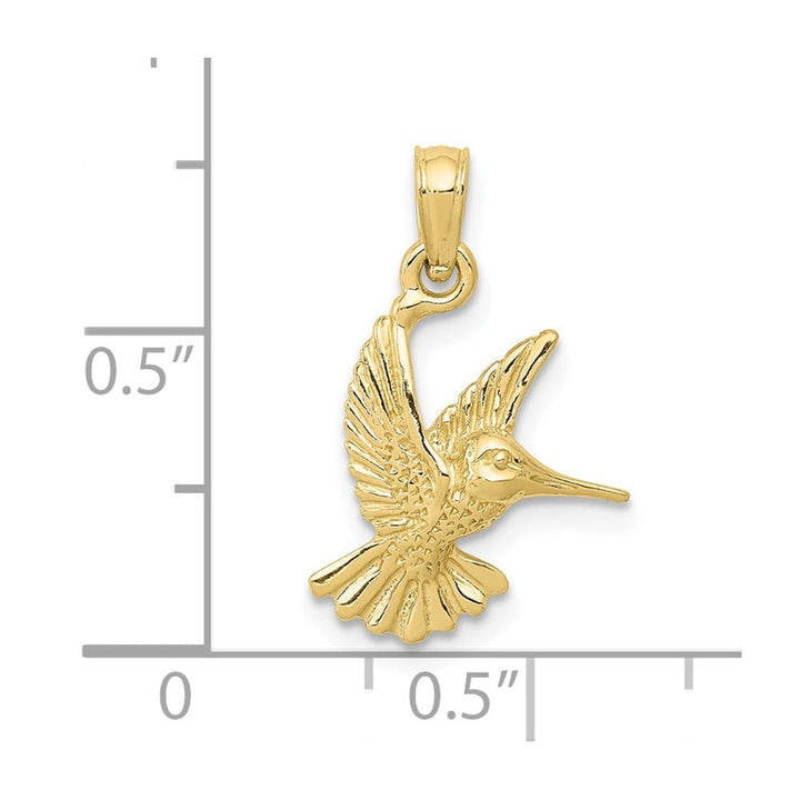 10K Yellow Gold Solid Polished Medium Hummingbird Charm