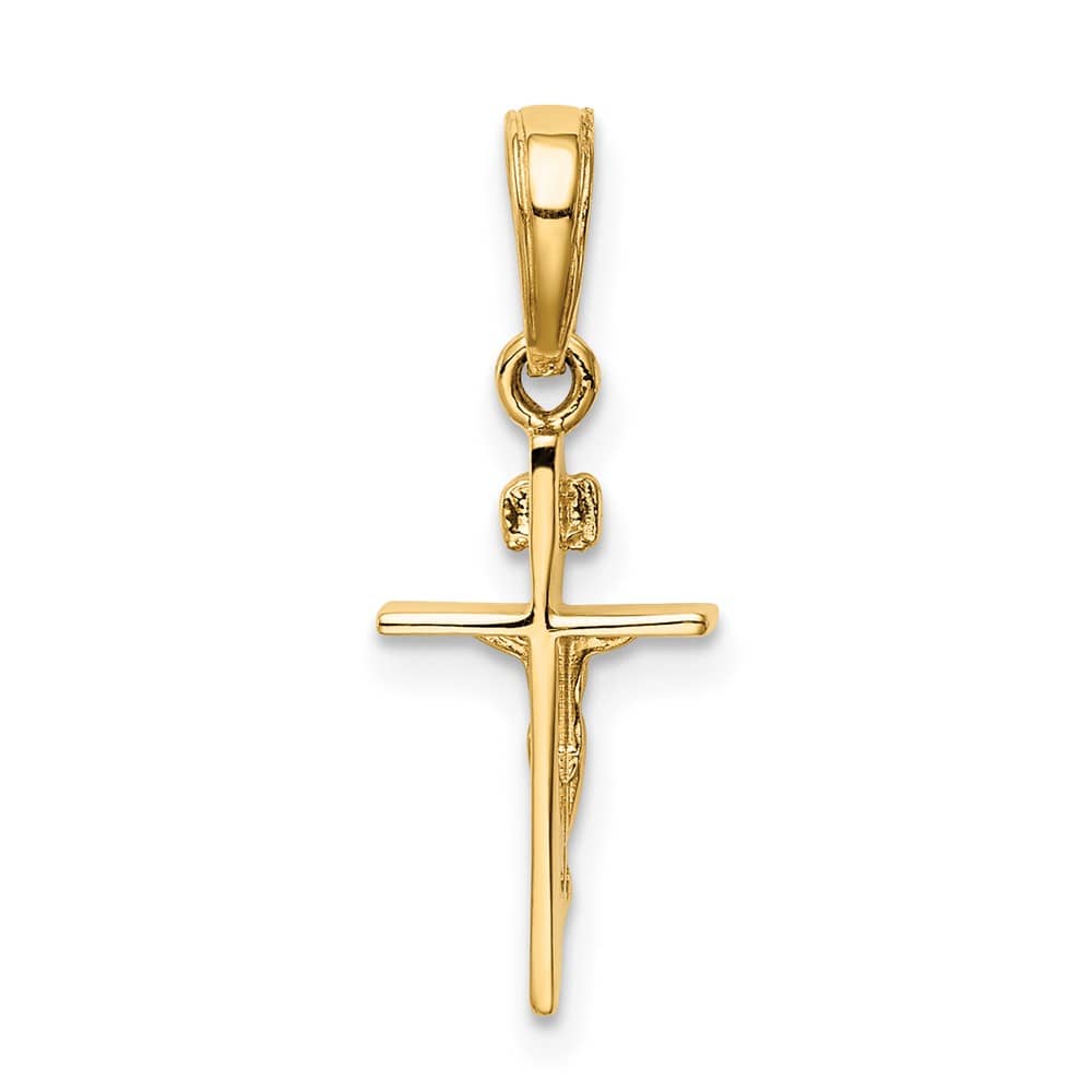 10K Yellow Gold Solid Polished Medium INRI Crucifix Pendant