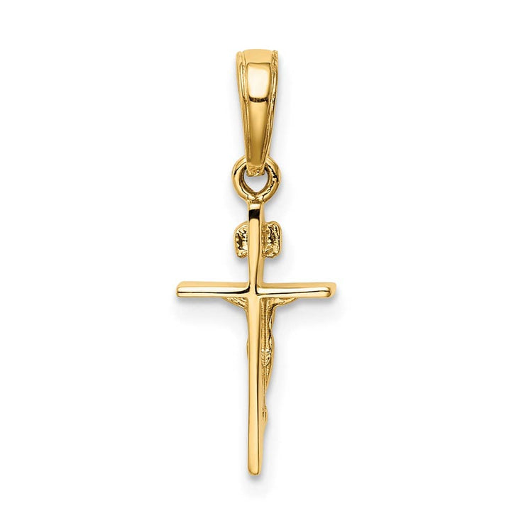 10K Yellow Gold Solid Polished Medium INRI Crucifix Pendant