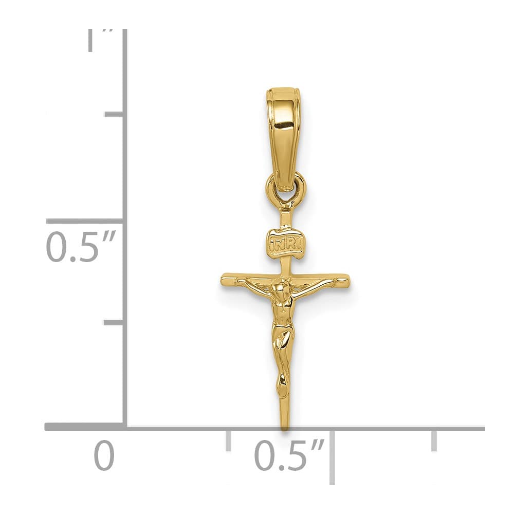 10K Yellow Gold Solid Polished Medium INRI Crucifix Pendant