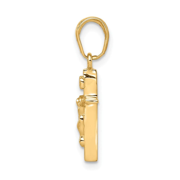 10K Yellow Gold Solid Polished Medium INRI Crucifix Pendant