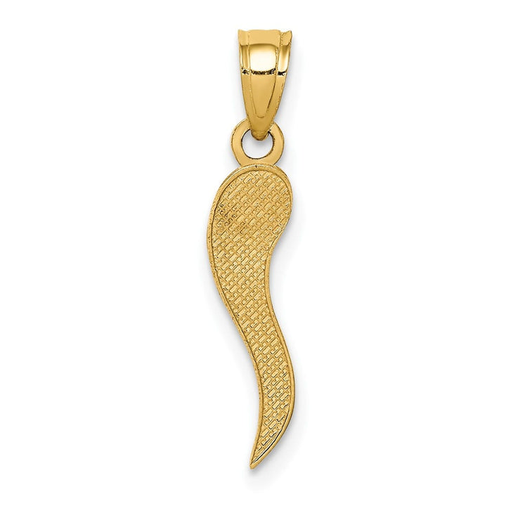 10K Yellow Gold Solid Polished Medium Italian Horn Pendant