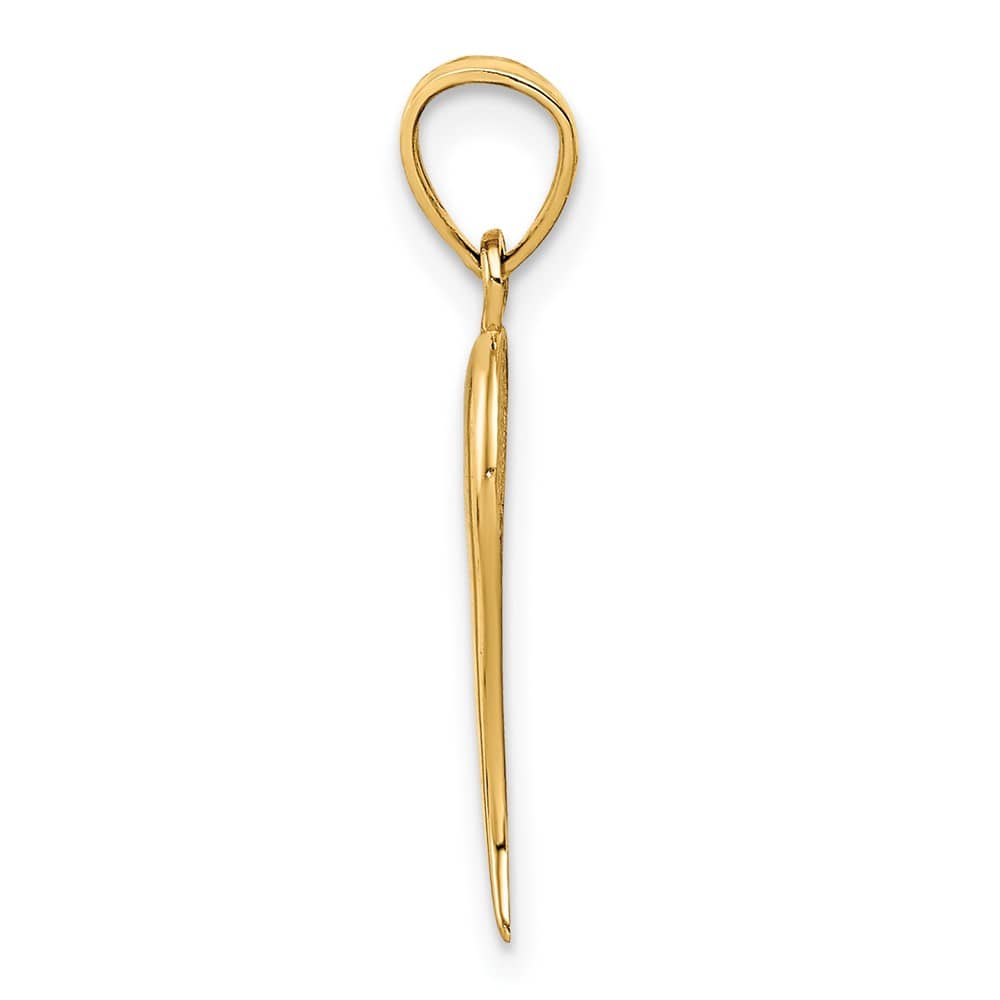 10K Yellow Gold Solid Polished Medium Italian Horn Pendant