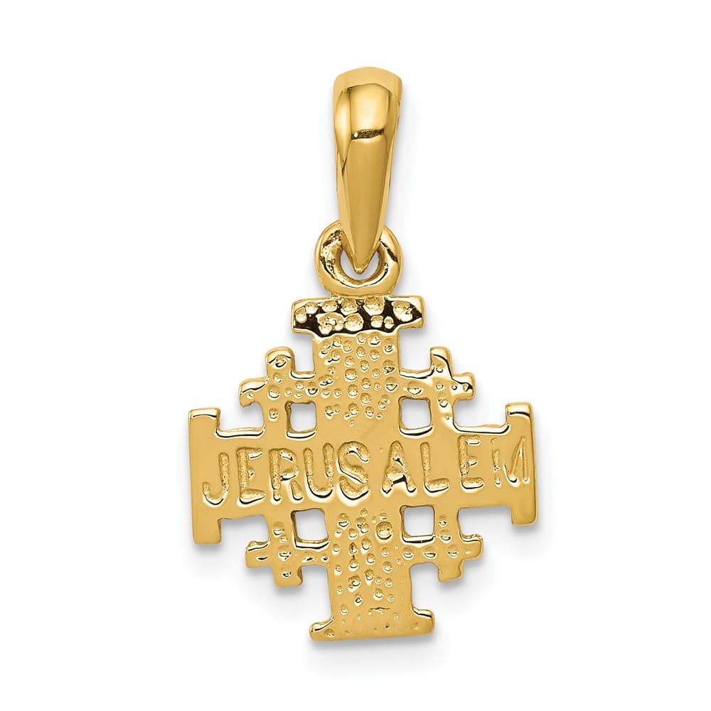 10K Yellow Gold Solid Polished Medium Jerusalem Cross Charm