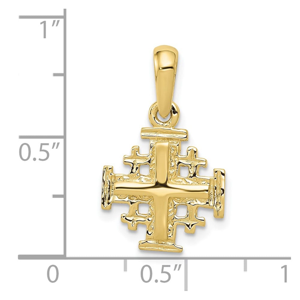 10K Yellow Gold Solid Polished Medium Jerusalem Cross Charm