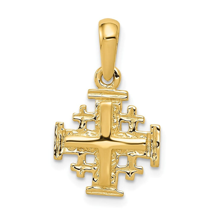 10K Yellow Gold Solid Polished Medium Jerusalem Cross Charm