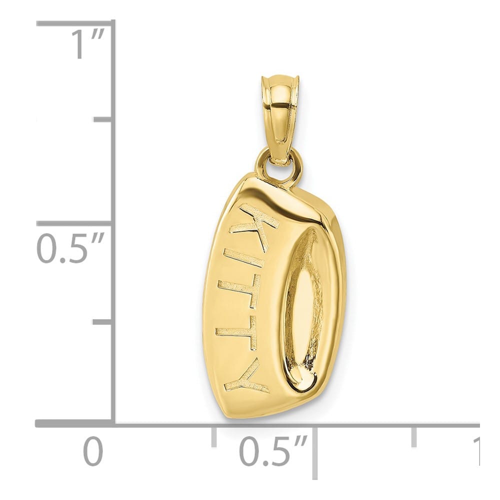 10K Yellow Gold Solid Polished Medium Kitty Bowl Charm