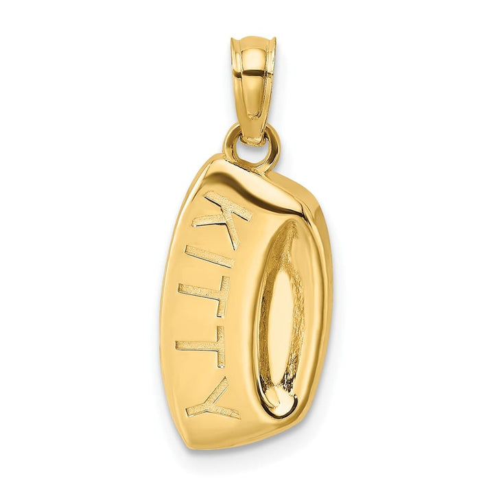 10K Yellow Gold Solid Polished Medium Kitty Bowl Charm