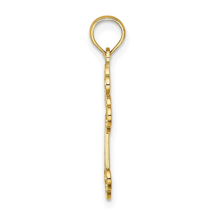 10K Yellow Gold Solid Polished Medium Lace Center Budded Cross Charm
