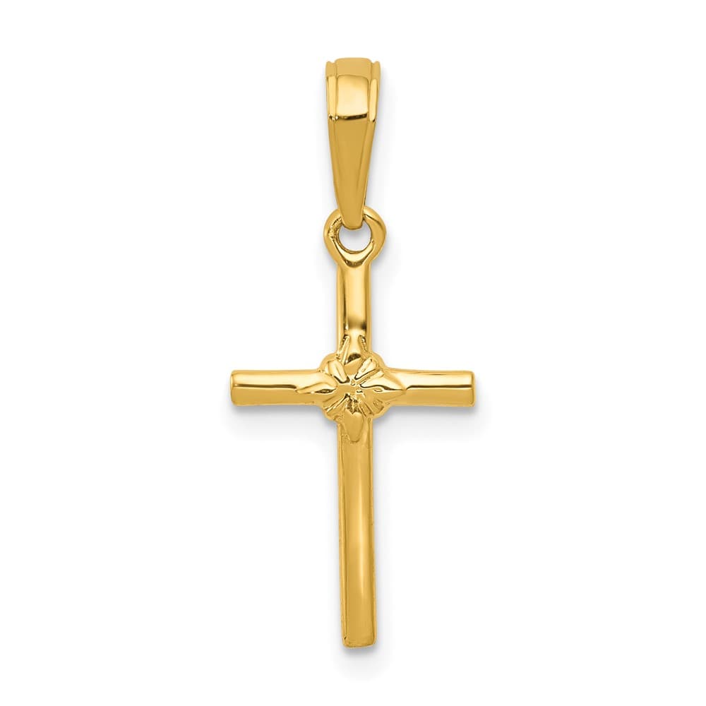 10K Yellow Gold Solid Polished Medium Latin Cross Charm