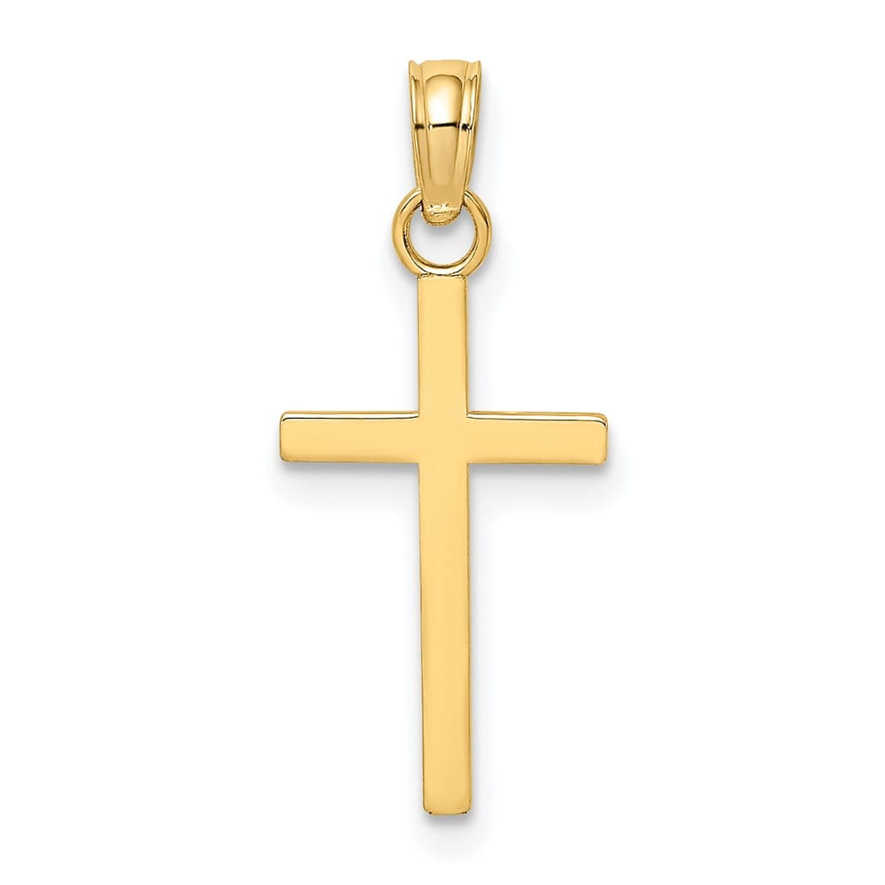 10K Yellow Gold Solid Polished Medium Latin Cross Charm
