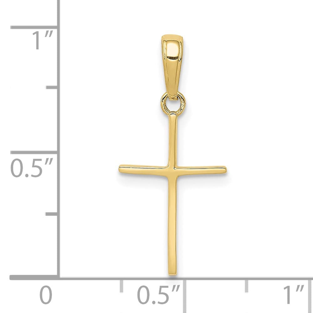 10K Yellow Gold Solid Polished Medium Latin Cross Pendant