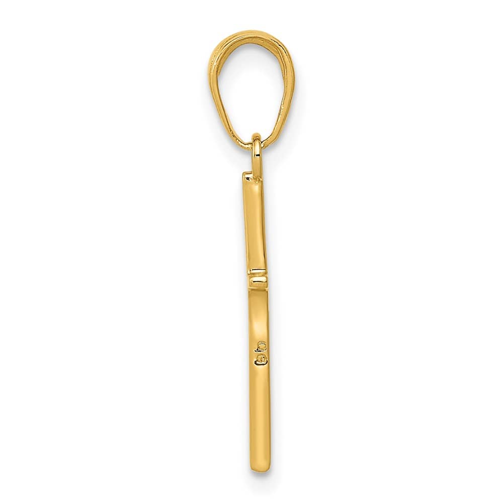 10K Yellow Gold Solid Polished Medium Latin Cross Pendant