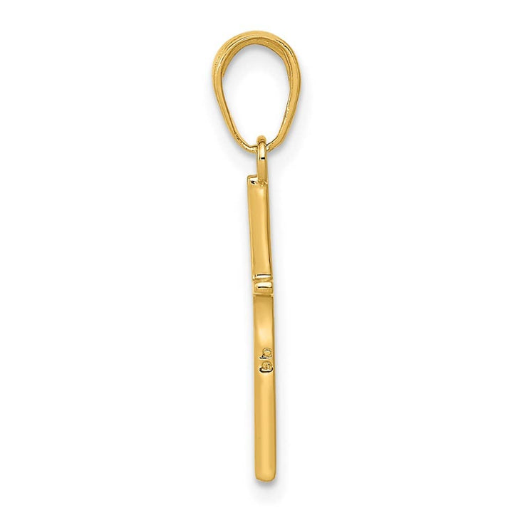 10K Yellow Gold Solid Polished Medium Latin Cross Pendant
