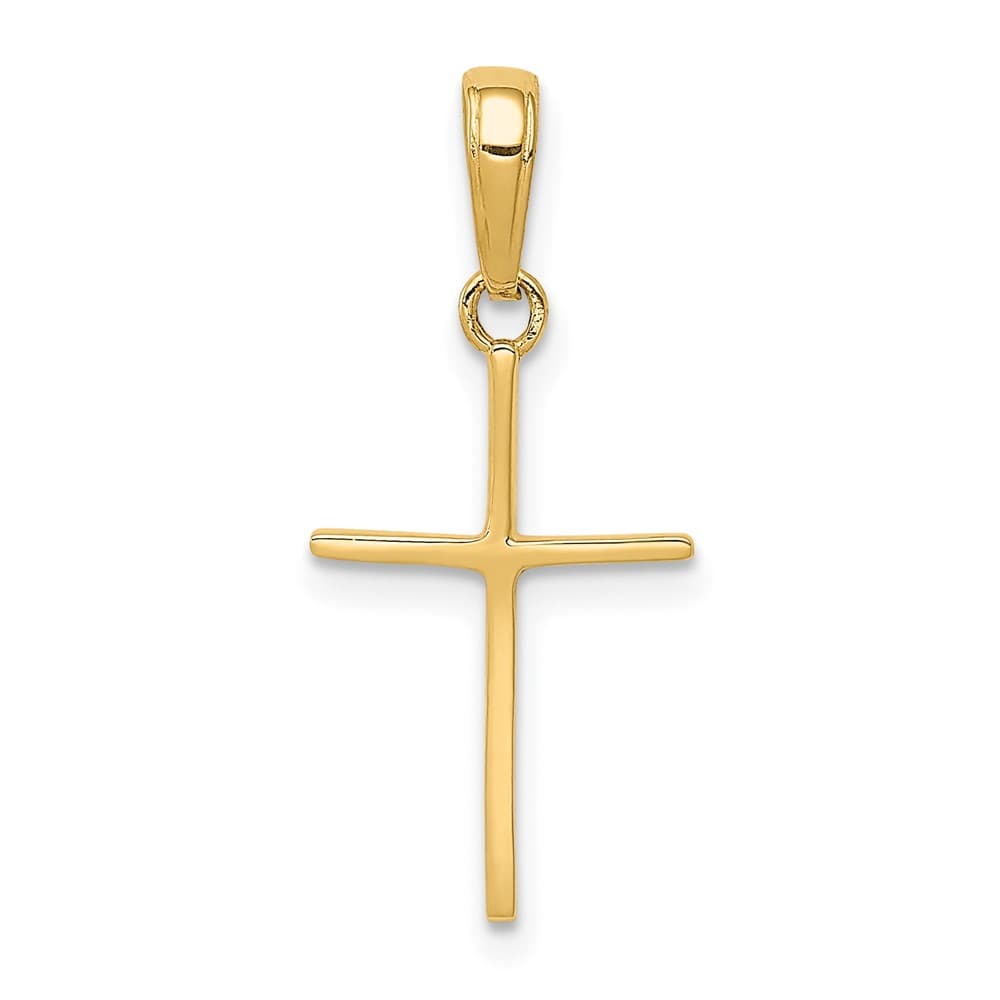 10K Yellow Gold Solid Polished Medium Latin Cross Pendant