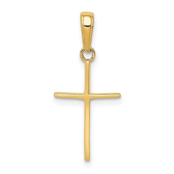 10K Yellow Gold Solid Polished Medium Latin Cross Pendant