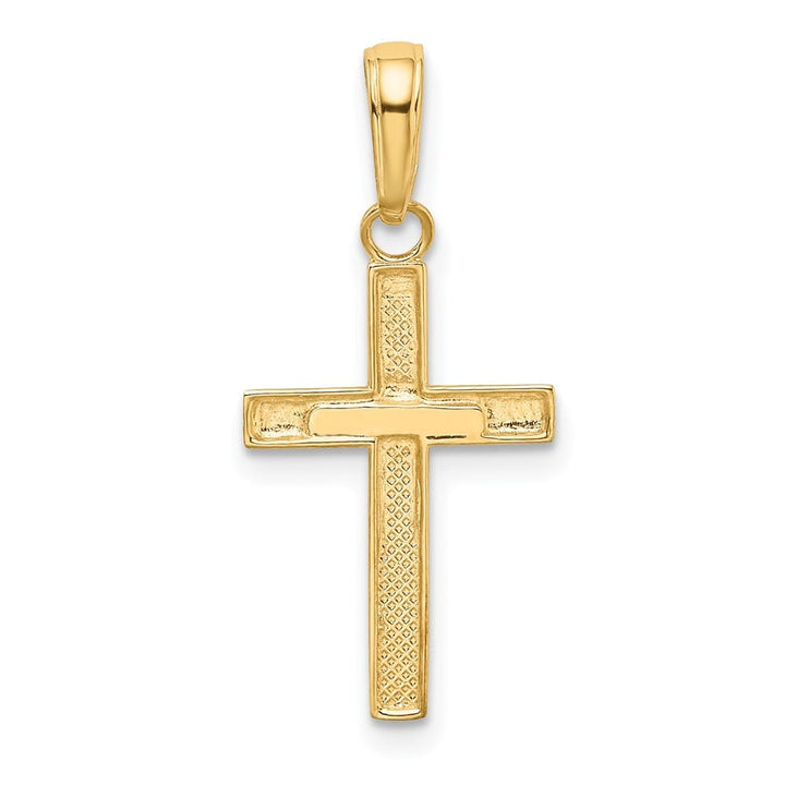 10K Yellow Gold Solid Polished Medium Latin Cross Pendant